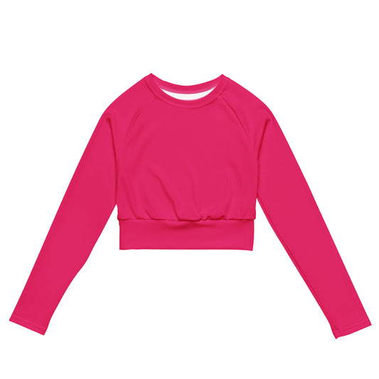 Raspberry recycled long-sleeve crop top