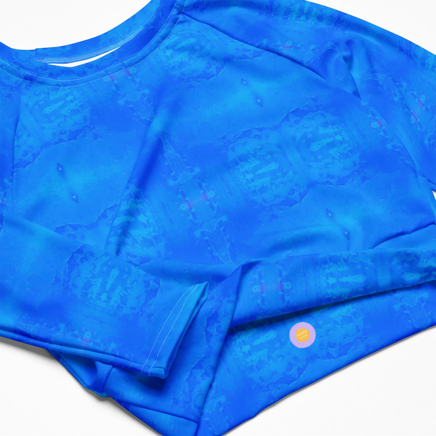 Indigo recycled long-sleeve crop top