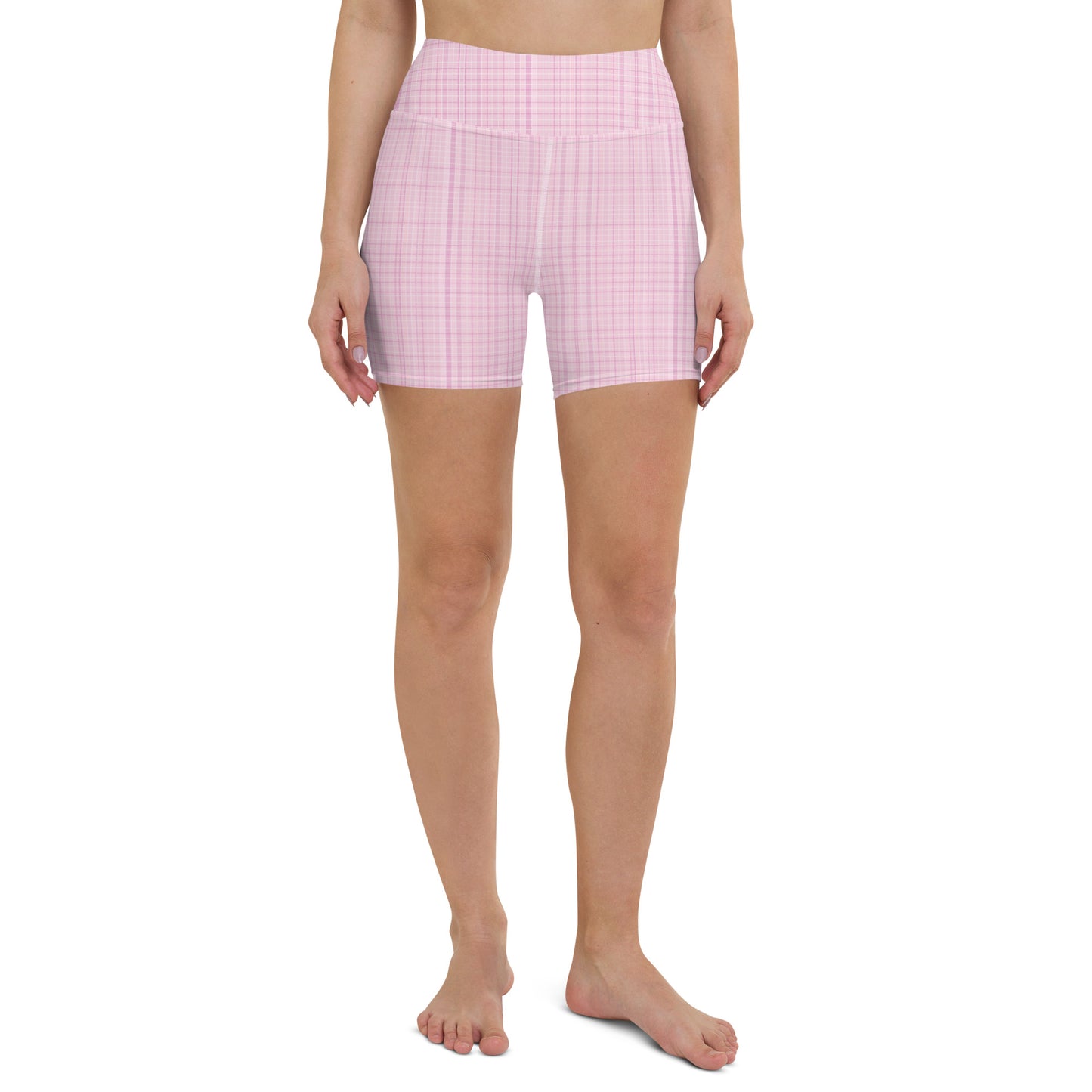 Pink Tartan yoga shorts