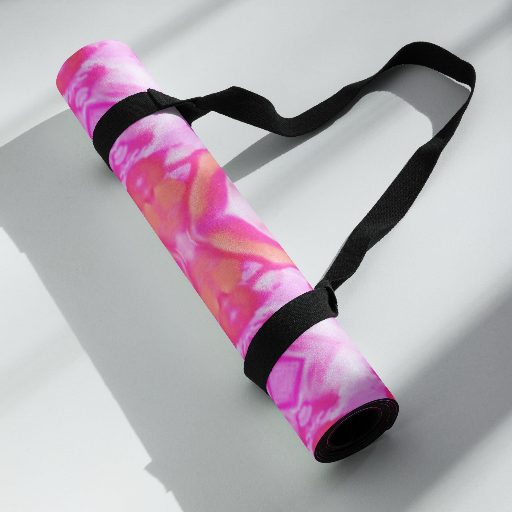 Rubber Yoga Mat with Strap - Modern Florals on Peachy-Pink outlets - 68